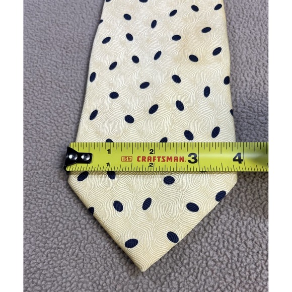 BROOKCRAFT Silk Polka Dot Men's Necktie Yellow Blue - Picture 6 of 7